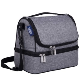 Wildkin Two Compartment Insulated Lunch Bag For Boys and Girls, Ideal Size for Packing Hot or Cold Snacks for School and Travel, Measures, 9 x 8 x 6 Inches, BPA-Free, Grey Tweed
