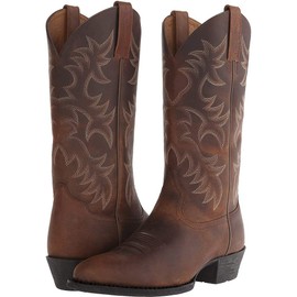 DAYINGJIA Cowboy Boots for Men Pointy Toe Western Boots Mid Calf Boots Men's Knee High Embroidered Chunky Heel Boot Brown