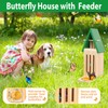 Butterfly House and Feeder with Flower Pot, Wooden Butterfly House