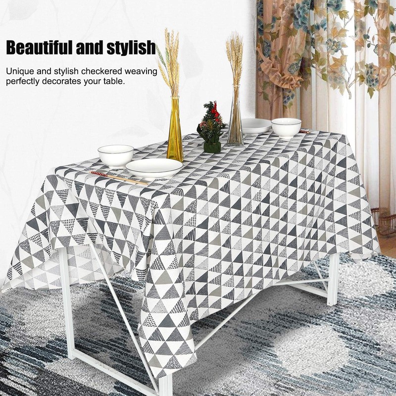Alvinlite Geometric Cotton Linen Fabric Tablecloth Dining Table Cover for