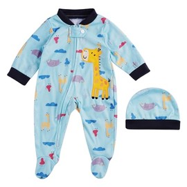 BABESIDE 2 PCS Reborn Baby Doll Clothes with Hat for 17-22 Inch Dolls, Giraffe Baby Dolls Outfit Accessories Set Boys Baby Clothing with Zipper, Blue