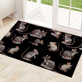 ainori Cute Mice Indoor Door Mat 29.5x17in,Non Slip Backing Cartoon Rat Floor Mats,Non Woven Entryway Rug,Welcome Rugs Decor,for Entrance Inside Porch Bedroom Kitchen,Practical Doormats Gift