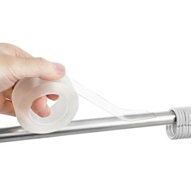 HJZHII Curtain Rod Tape Glide Clear, Curtain Rod Slide Smooth Tape, 1IN*16FT Quiet Drapery Ring Tape Shower Curtain Rod Cover for Smooth Sliding Noise Reduction