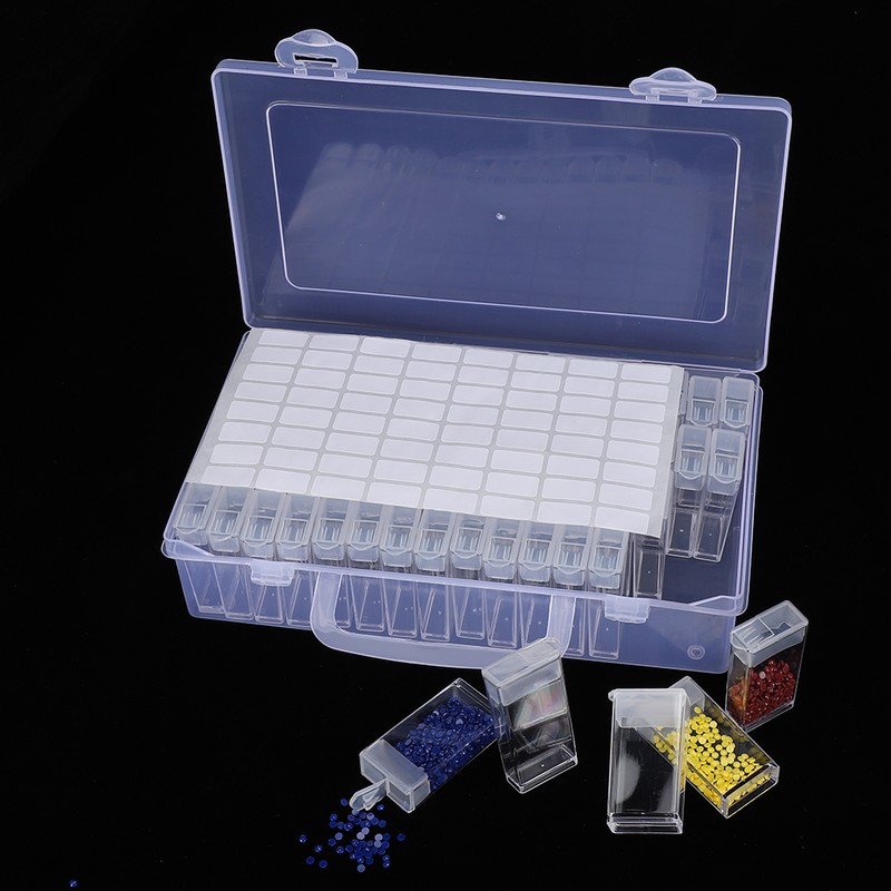 64 Gird Diamond Painting Container Clear Plastic Cross Stitch Hand‑Made