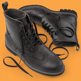 Miscly Flat Waxed Cotton Shoe Laces for Boots, Sneakers, and Shoes – Multiple Lengths and Colors Available (45", Black)