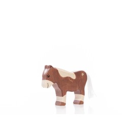 Lilu® Pony Stallion with Luminous Heart, Farm Wooden Animals Hand-Painted, Wooden Toy Made of FSC® Wood, EN71 and Dekra Certified Toy Figure for Children
