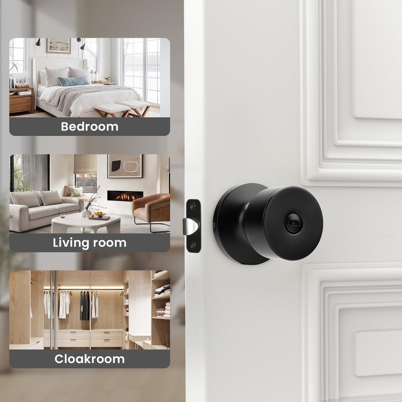 Haidms 1 Pack Matte Black Door Knobs Interior, Privacy Door