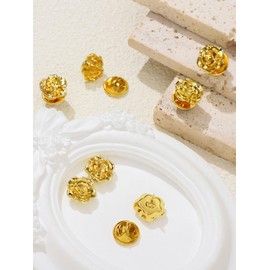 Yuxung 50 Pcs Gold Lapel Pins for Men Metal Rose Flower Brooch Pins for Wedding Anniversary Birthday Party Accessories