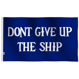 rhungift Pirate Don't Give Up The Ship Flag Large 3x5 Ft, Moderate-Outdoor 100D Polyester, Commodore Perry,Oliver Hazard Perry,Naval Battle Games Flag