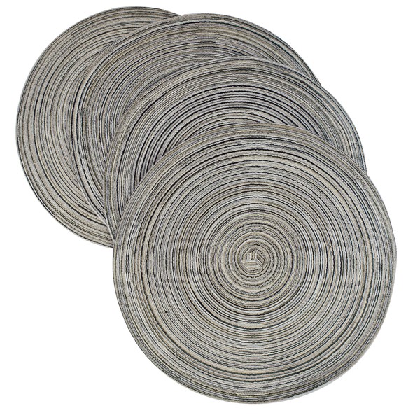 AUXBC 15 Inch Round Braided Placemats, Washable Non-Slip Heat Resistant