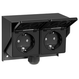 ledscom.de PIWI Surface-Mounted Socket for Outdoor Use, IP44, 2-Way, Anthracite, Horizontal