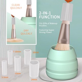 BAUSATZ Makeup Brush Cleaner Machine-Super Fast Electric Makeup Brush Cleaner and Dryer 3 Speed Adjustments With 5 Size Rubber Collars,Foldable Silicone Makeup Brush Cleaner Pad Bowl