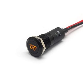 Alpinetech PLB12MS 12mm 1/2" 12V LED Metal Signal Indicator Pilot Dash Light (Glow Plug Warning)