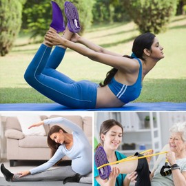 TENQUAN 3 Pairs Non Slip Yoga Socks, Anti-skid Yoga Socks Pilates Socks Grippy Socks for Women Men Cotton Socks with Grip for Home Hospital Workout Sports Fitness (Black Pink Purple)