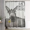 citari Funny Donkey Shower Curtain Rustic Floral Farmhouse Bathroom Shower
