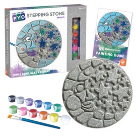 MindWare Paint Your Own Stepping Stone Kit - Mosaic Moon and Stars - Kits Include Paint and Brushes -