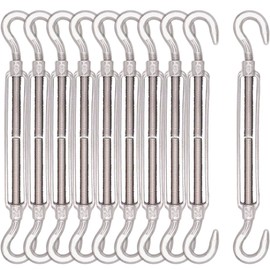Lsqurel Turnbuckle 10pcs 304 Stainless Steel Turnbuckle Hook and Hook Heavy Duty Tensioner Adjustable Shade Sail Hardware for Tightening up Metal Cable Wire 5/32 1/4 5/16 3/8 1/2"