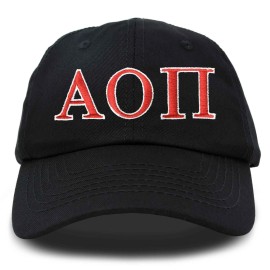 DALIX Alpha Omicron Pi Fraternity Hat Womens Greek Letter Embroider Baseball Cap Black