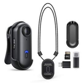 BOBLOV W4 - Mini cámara corporal de 2 K, cámara portátil de 64 GB con clip giratorio de 360 ° y clip magnético, 120 minutos para grabar, fácil de usar y llevar para conferencias, viajes, paseos en