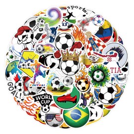 50pcs Soccer Sport Stickers Motivational Vinyl Waterproof Stickers for Water Bottles Soccer Team Gifts Notebook Laptop, Luggage，Scrapbook, Guitar