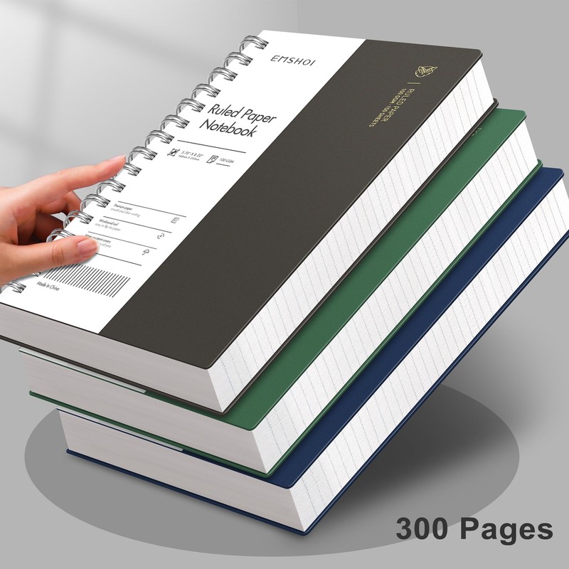 EMSHOI A5 Spiral Notebook College Ruled Lined Journal, Small 5.7"