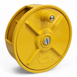 Light Weight Aluminum Tie Wire Reel with Rewind Knob - Left & Right Handed - Tie Wire Reel Coil Holder Wheel, With Belt Loops & Knob (Yellow)