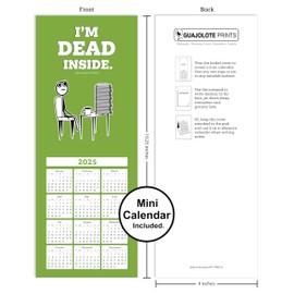 Guajolote Prints I'm Dead Inside Funny Memo Pad with 2025 Calendar - 4 x 5.25 inch, 50 sheets - Sarcastic Memo Pad - Novelty Gag Gift for Work Office, Friends and Coworkers - USA Made