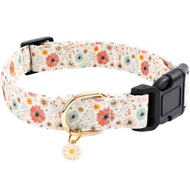 Faygarsle Faygarsle Cotton Designer Dogs Collar Cute Flower Dog Collars for Girl Female Small Medium Large Dogs with Flower Charms S