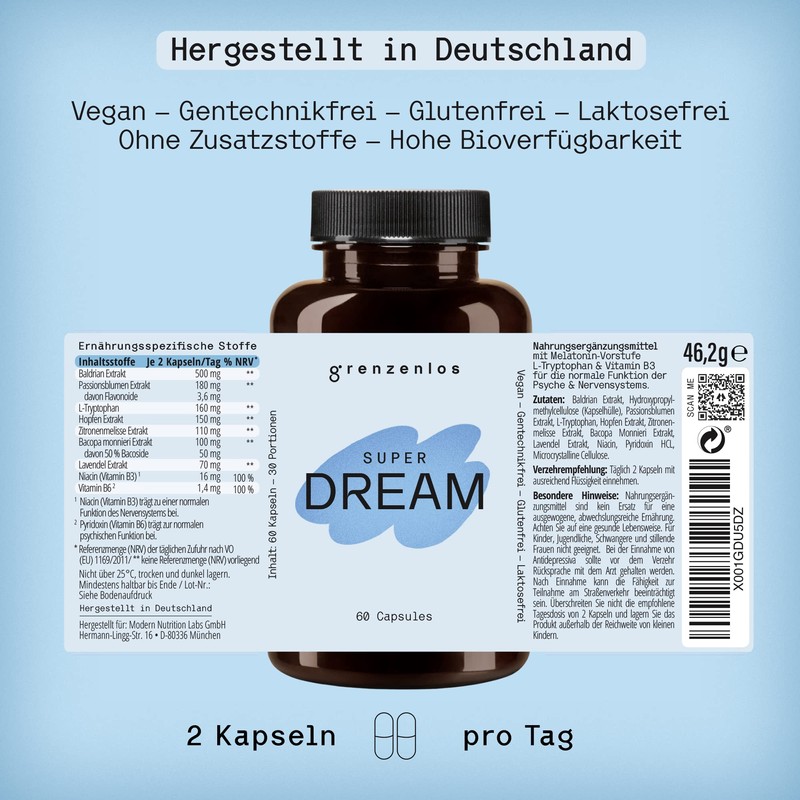 Grenzenlos® - capsules with valerian, St. John's wort, passion flower,