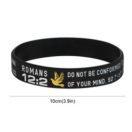 kilofly 4pcs Christian Religious Scripture Bible Verse Rubber Bracelet Wristband