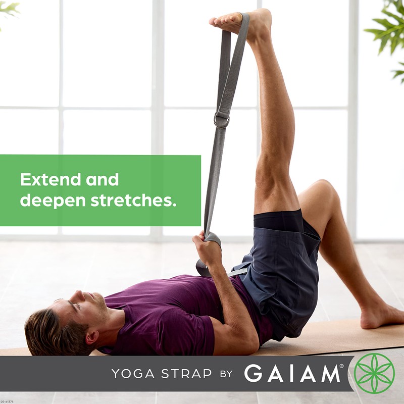 Gaiam Yoga Strap 8ft Stretch Band with Adjustable Metal D-Ring