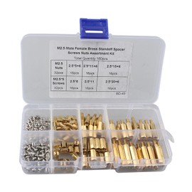 ZDE 160pcs M2.5 Series Male Female Hex Column Brass Standoff Spacing Screws Nuts Assortment Kit for Raspberry Pi Installation Accessories with Storage Case