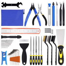 Auziya 65 Pcs 3D Printer Tools Kit, 3D Printer Accessories Includes Deburring Tool, Nozzle Cleaning Kit, File Set, Hand Drill Suitable for Removing, Cleaning, Finishing