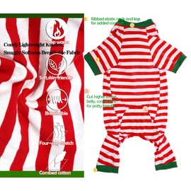 Sychien Dog Christmas Pajamas Extra Large,Red and White Striped Pjs for Boy Girl Dogs,Thermal Autumn Winter Warm Matching Jumpsuit for Big Dog,XL