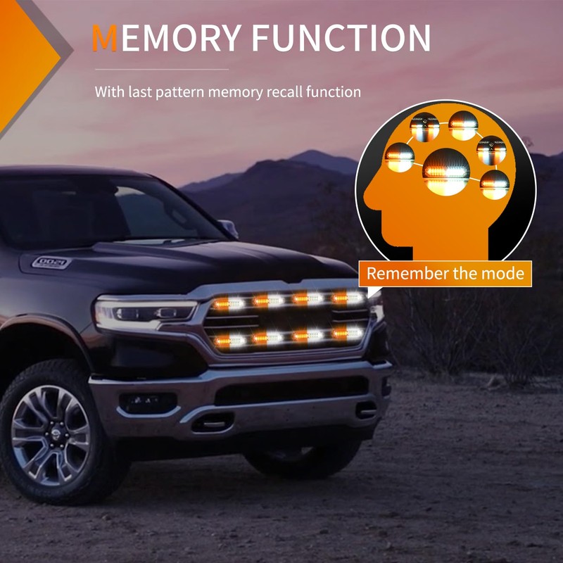 Nilight 8PCS Led Strobe lights 12LED Amber White Emergency Light