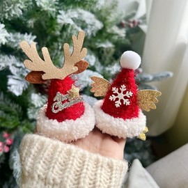 Cute Christmas Small Hat Pin with Elk & Snowflake Hairpin (Holiday Accessory) Free Size/Option No.1 10ea
