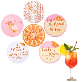 Pack of 6 Aperol Coasters - Funny Drink Coasters with Sayings - Gift for Aperol Lovers - Summer Cork Table Decoration - 10 x 10 cm