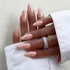 SXVME Uñas postizas cromadas almendra, rosa carne, con acabado de