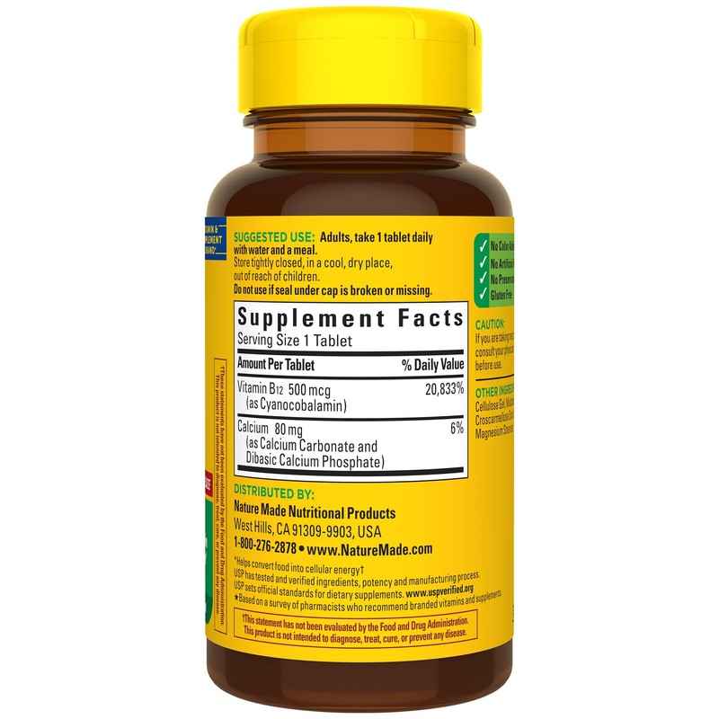 Nature Made Vitamin B12 500 mcg, Dietary Supplement for Energy