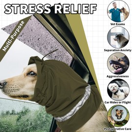 ROZKITCH Dog Calming Hoodie Dog Ears Cover, Waterproof Ear Wrap, Reflective Dog Ear Head Muff Protection Anxiety Relief Noise Canceling for Firework Noise Dog Ear Protector Green L