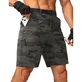 G Gradual Men's Hiking Cargo Shorts Stretch Quick Dry Outdoor Tactical Shorts for Men with Multi Pocket for Fishing Casual(Green Camo,XL)