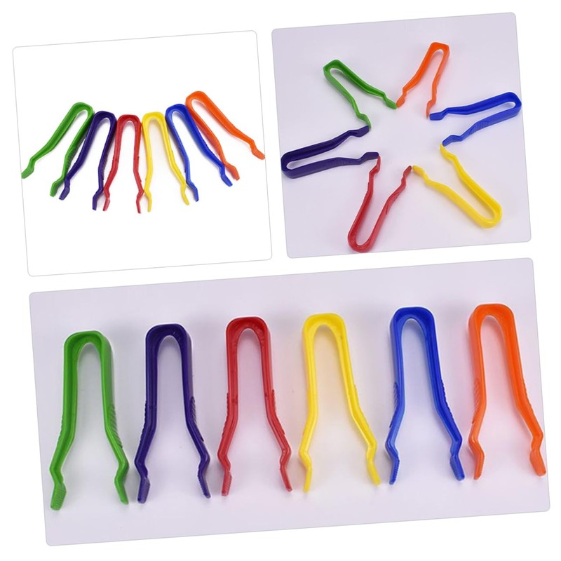 KOMBIUDA Safe Plastic Tweezers 6pcs Bead Tweezers for DIY Craft