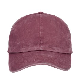 TOPTIE Backless Washed Cotton Ponytail Cap Messy Bun Curly Hair Baseball Caps-Red