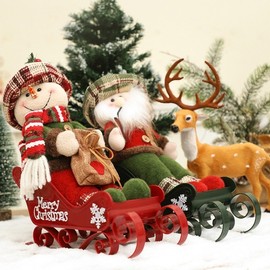 New Christmas Decoration: Sitting Santa & Snowman Sleigh Figurine Free Size/Option NO.3 2ea