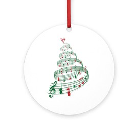 CafePress Christmas Tree with Music Notes and Heart Round Or Round 4" MDF Holiday Ornament