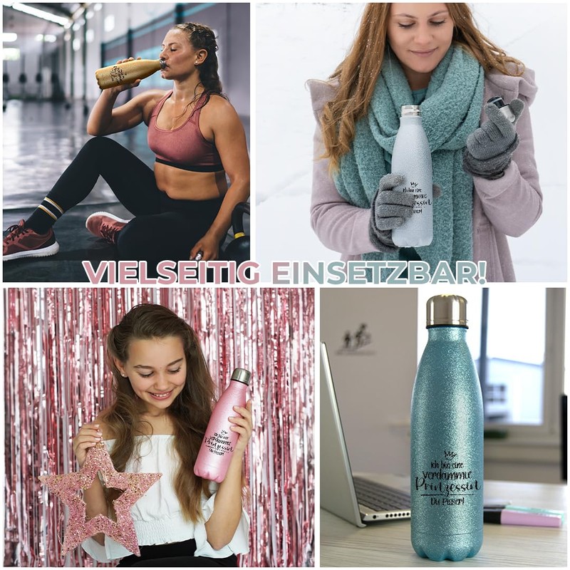 Stainless Steel Glitter Drinking Bottle | I'm a Damn Princess