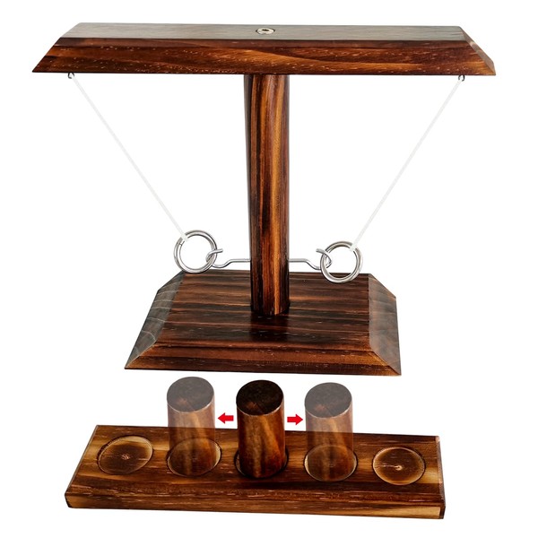 Hook Ring Toss Game: Wooden Table Top Ring Toss Game