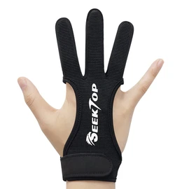 Seektop Traditional Archery Shooting Glove 3 Finger Protection Gloves for Kids Youth Adult Beginners Shooting, black