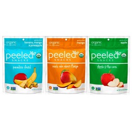 Peeled Organic Non-GMO Dried Fruit Snack Variety Bundle, (1) each: Banana/Mango/Pineapple, Mango, Apple - 2.8 Oz. Ea.