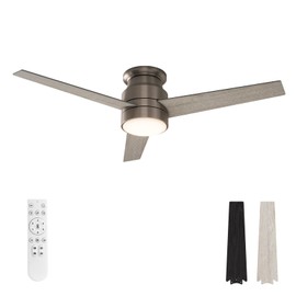 warmiplanet Flush Mount Ceiling Fan with Lights Remote Control, 52-Inch, Antique Nickel, 3-Blades